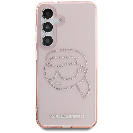 Karl Lagerfeld Rhinestones Karl Head Logo - Etui Samsung Galaxy S25 (różowy) (KLHCS25SHKHDCELP)