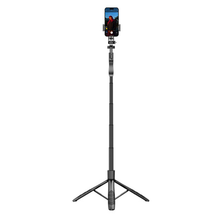Crong SelfieGo Ultra – Aluminiowy selfie stick Bluetooth tripod (czarny) (CRGSGU1BLK)