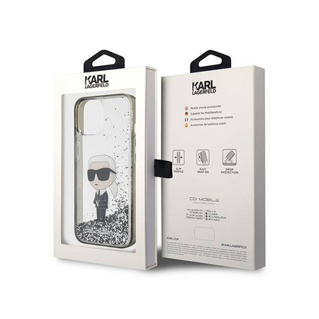 Karl Lagerfeld Liquid Glitter Ikonik - Etui iPhone 15 (przezroczysty) (KLHCP15SLKKNSK)