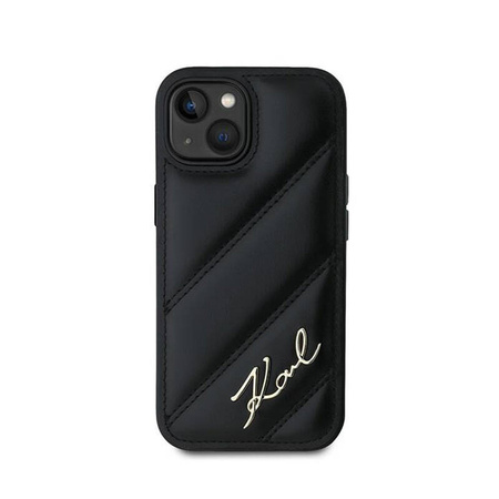 Karl Lagerfeld Diagonal Quilted Script - Etui iPhone 13 (czarny) (KLHCP13MPQDSMGK)