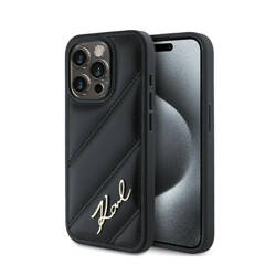 Karl Lagerfeld Diagonal Quilted Script - Etui iPhone 14 Pro (czarny) (KLHCP14LPQDSMGK)