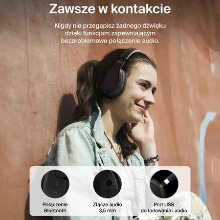 Belkin Słuchawki nauszne, bezprzewodowe, czarne (AUD009HQBK)