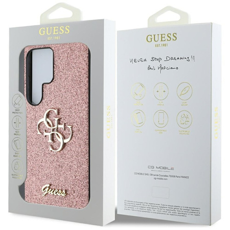 Guess Fixed Glitter Big 4G Metal Logo - Etui do Samsung Galaxy S25 Ultra (różowy) (GUHCS25LHG4SGP)
