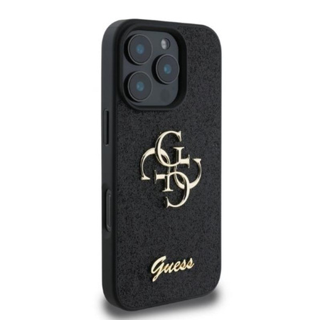 Guess Fixed Glitter Big 4G - Etui iPhone 16 Pro (czarny) (GUHCP16LHG4SGK)