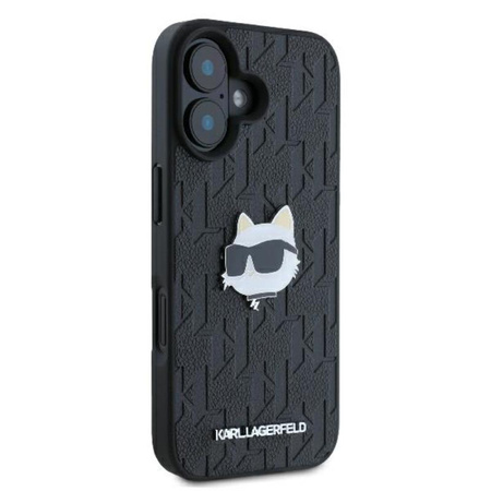 Karl Lagerfeld Monogram Choupette Head Pin - Etui iPhone 16 (czarny) (KLHCP16SPGKLCHPK)