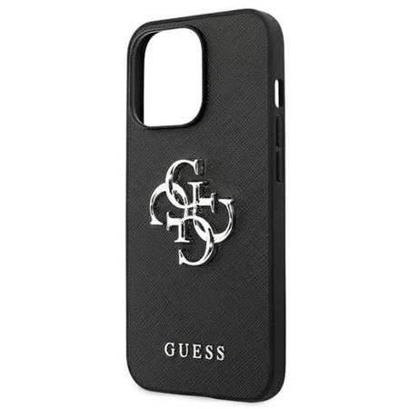 Guess Saffiano 4G Big Silver Logo - Etui iPhone 13 Pro (czarny) (GUHCP13LSA4GSBK)
