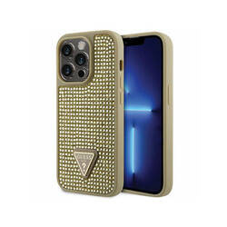 Guess Rhinestone Triangle - Etui iPhone 14 Pro (złoty) (GUHCP14LHDGTPD)