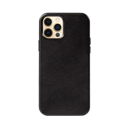 Crong Essential Cover - Etui ze skóry ekologicznej iPhone 12 Pro Max (czarny) (CRG-ESS-IP1267-BLK)