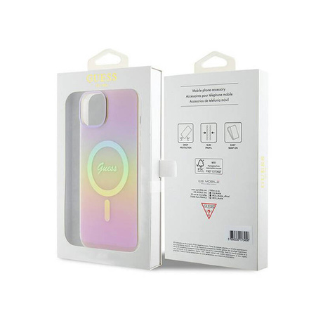 Guess IML Iridescent MagSafe - Etui iPhone 15 Plus (różowy) (GUHMP15MHITSP)