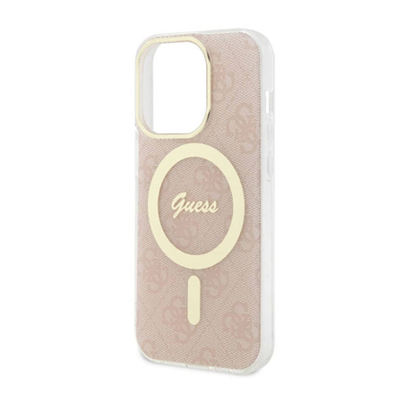 Guess 4G MagSafe - Etui iPhone 14 Pro (Różowy) (GUHMP14LH4STP)