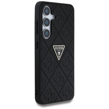 Guess Hot Stamp 4G Pattern Triangle Metal Logo - Etui do Samsung Galaxy S25 (czarny) (GUHCS25SPGP4STRK)