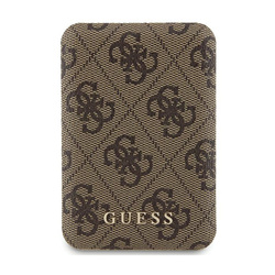 Guess 4G Leather Metal Logo MagSafe - Power Bank indukcyjny 5000 mAh 15W MagSafe (brązowy) (GUPB5FP4EMGW)