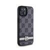 DKNY Leather Checkered Mono Pattern & Printed Stripes - Etui iPhone 15 Plus / 14 Plus (czarny) (DKHCP15MPCPTSSK)