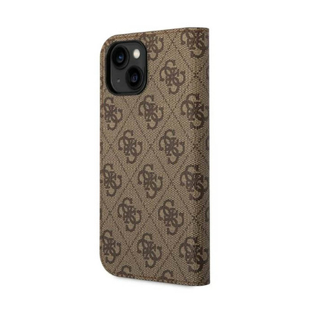 Guess 4G Metal Camera Outline Booktype Case - Etui iPhone 14 (brązowy) (GUBKP14SHG4SHW)