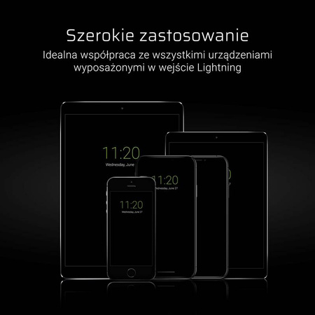 Green Cell GCmatte - Kabel Przewód Lightning 25 cm z obsługą szybkiego ładowania Apple 2.4A (KABGC02)
