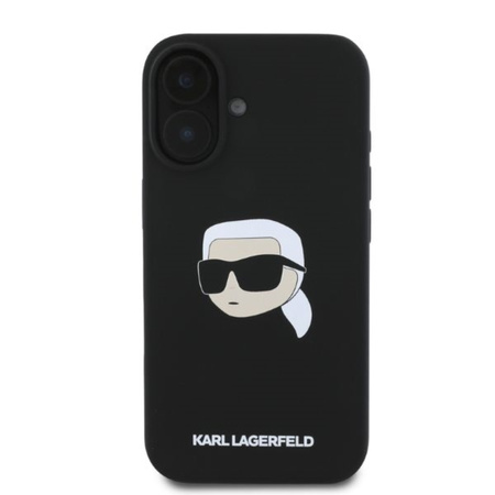 Karl Lagerfeld Silicone Karl Head Print MagSafe - Etui iPhone 16 (czarny) (KLHMP16SSKHPPLK)