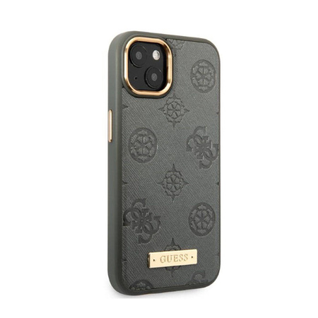 Guess Peony Logo Plate MagSafe - Etui iPhone 13 (szary) (GUHMP13MSAPSTG)