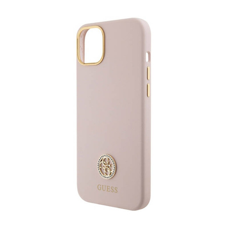 Guess Silicone Logo Strass 4G - Etui iPhone 15 (różowy) (GUHCP15SM4DGPP)