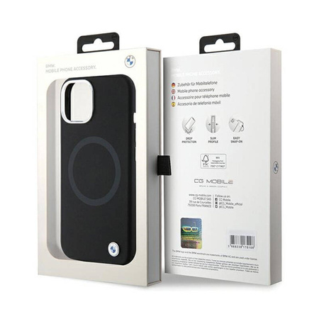 BMW Signature Liquid Silicone MagSafe - Etui iPhone 15 Plus (czarny) (BMHMP15MSILBK2)