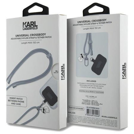 Karl Lagerfeld CBDY Cord - Uniwersalny pasek / smyczka do telefonu (szary) (KLUCNMSCKIG)