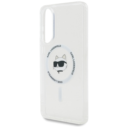 Karl Lagerfeld Button Choupette Head Printed Logo MagSafe - Etui Samsung Galaxy S25 Edge (biały) (KLHMS25EHLSCHH)