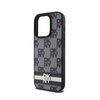 DKNY Leather Checkered Mono Pattern & Printed Stripes - Etui iPhone 15 Pro Max (czarny) (DKHCP15XPCPTSSK)