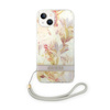 Guess Flower Cord - Etui ze smyczką iPhone 14 Plus (fioletowy) (GUOHCP14MHFLSU)