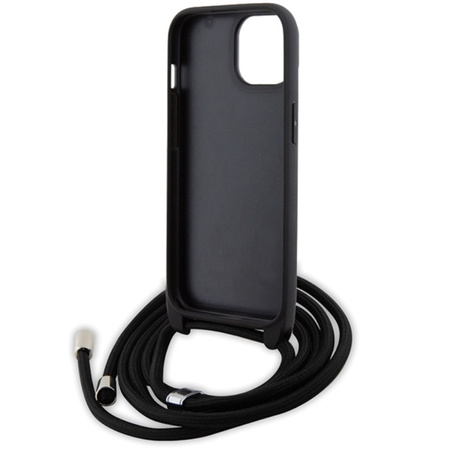 Karl Lagerfeld Crossbody Saffiano Monogram Ikonik Metal Pin - Etui iPhone 15 (czarny) (KLHCP15SSASKNPSK)