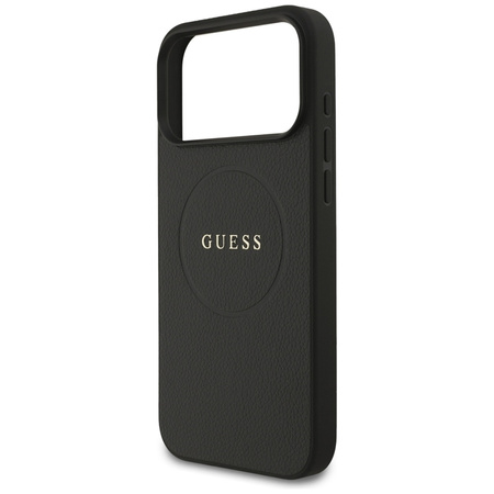 Guess Grained Ring MagSafe - Etui iPhone 17 Pro Max (czarny) (GUHMP17XPGHSMMK)
