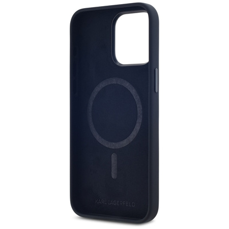 Karl Lagerfeld Silicone Shadow Metal Initial MagSafe - Etui do iPhone 15 Pro Max (czarny) (KLHMP15XSCMKMPCK)