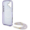 Guess Palm Trees Triangle Pearl Strap MagSafe - Etui do iPhone 16 (fioletowy) (GUHMP16SHPCTPLSU)