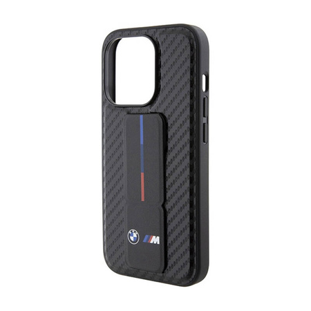 BMW Grip Stand Smooth & Carbon - Etui iPhone 15 Pro (czarny) (BMHCP15LGSPCCK)