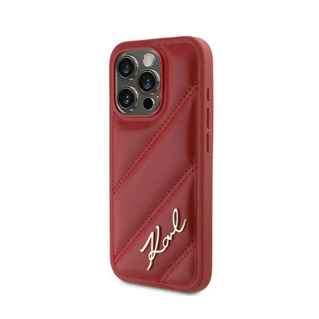 Karl Lagerfeld Diagonal Quilted Script - Etui iPhone 15 Pro Max (czerwony) (KLHCP15XPQDSMGR)