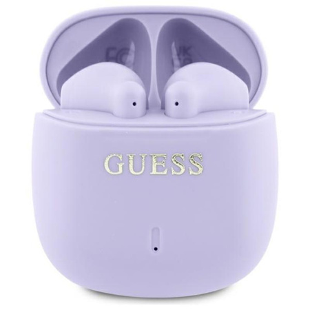 Guess Printed Classic Logo - Słuchawki Bluetooth TWS + etui ładujące (fioletowy) (GUTWSJ14ESGU)