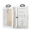 Guess Saffiano Triangle Logo Case - Etui iPhone 14 Plus (beżowy) (GUHCP14MPSATLE)
