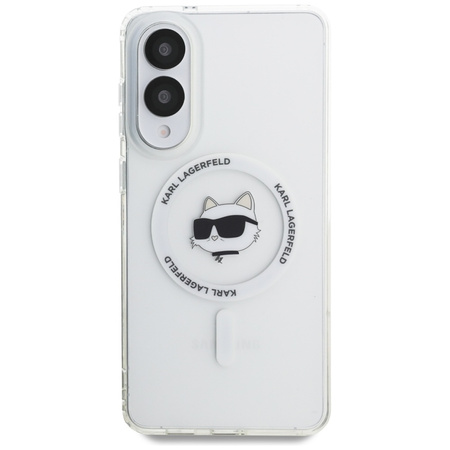 Karl Lagerfeld Button Choupette Head Printed Logo MagSafe - Etui Samsung Galaxy S25 Edge (biały) (KLHMS25EHLSCHH)