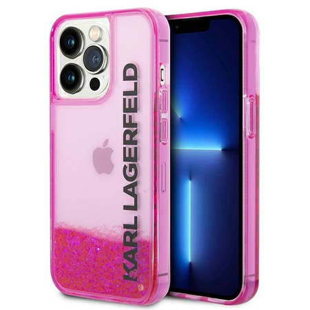 Karl Lagerfeld Liquid Glitter Translucent Elongated Logo Case – Etui iPhone 14 Pro (różowy) (KLHCP14LLCKVF)