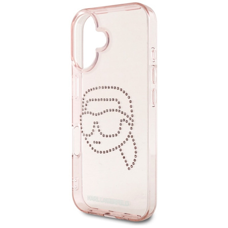 Karl Lagerfeld IML Rhinestones Karl Head - Etui do iPhone 16 (różowy) (KLHCP16SHKHDCELP)