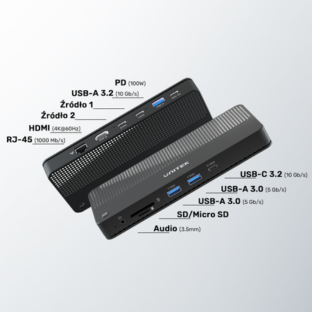 Unitek Przełącznik KVM 4K Hub USB 11 portów (D1077A)
