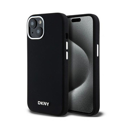 DKNY Liquid Silicone Small Metal Logo MagSafe - Etui iPhone 15 / 14 / 13 (czarny) (DKHMP15SSMCHLK)
