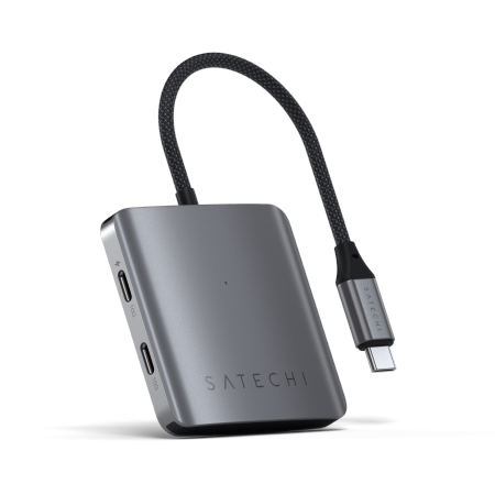 Satechi 4 Port USB-C Hub PD - aluminiowy hub USB-C (4x USB-C 10Gbps, w tym 1x 100W PD) - gwiezdna szarość (ST-H4CPDM)