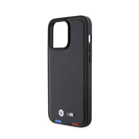 BMW Leather Hot Stamp Tricolor - Etui iPhone 15 Pro Max (czarny) (BMHCP15X22PTDK)