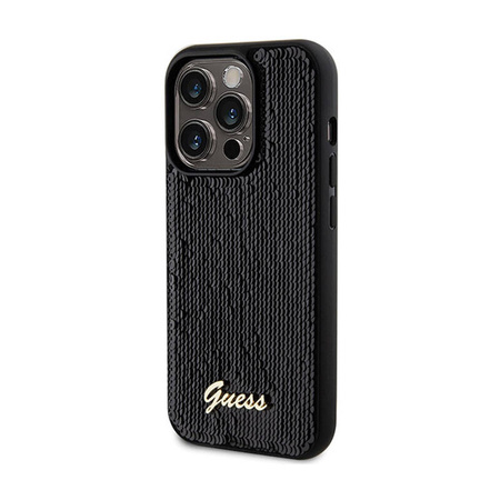 Guess Sequin Script Metal - Etui iPhone 13 Pro (czarny) (GUHCP13LPSFDGSK)