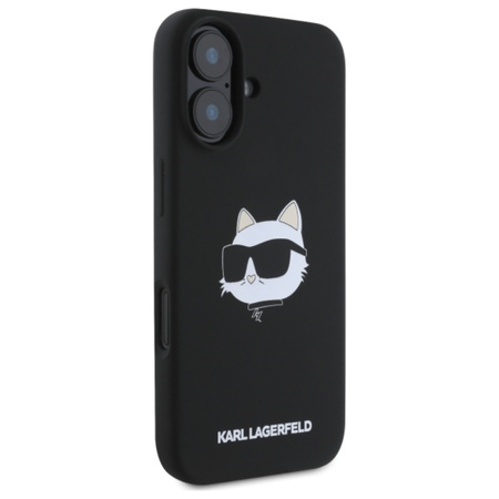 Karl Lagerfeld Silicone Choupette Head Print MagSafe - Etui iPhone 16 (czarny) (KLHMP16SSCHPPLK)