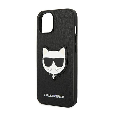 Karl Lagerfeld Saffiano Choupette Head Patch Case - Etui iPhone 14 Plus (czarny) (KLHCP14MSAPCHK)
