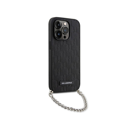 Karl Lagerfeld Saffiano Monogram Chain - Etui iPhone 14 Pro (Czarny) (KLHCP14LSACKLHPK)