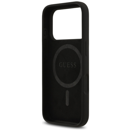 Guess Silicone Triangle Logo MagSafe - Etui iPhone 17 Pro (czarny) (GUHMP17LSCTRLMK)