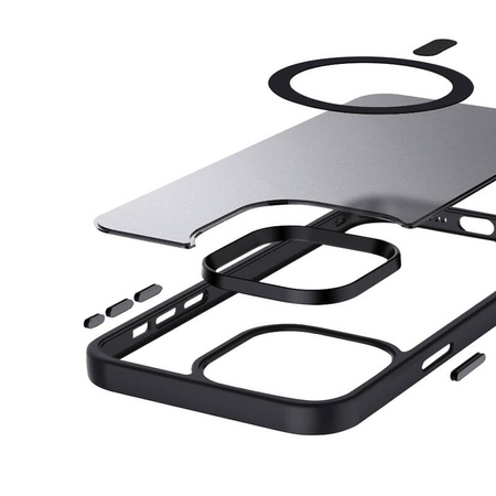 Crong Hybrid Frost MAG Cover - Etui iPhone 15 Pro Max MagSafe (czarny) (CRG-HFM-IP1567P-BLK)