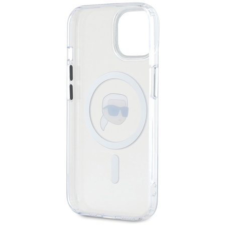 Karl Lagerfeld IML Metal Karl Head MagSafe - Etui do iPhone 15 (biały) (KLHMP15SHLSKIH)