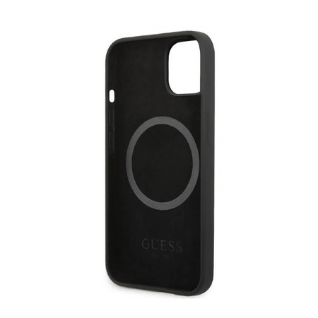 Guess Silicone Logo Plate MagSafe - Etui iPhone 13 Mini (czarny) (GUHMP13SSPLK)